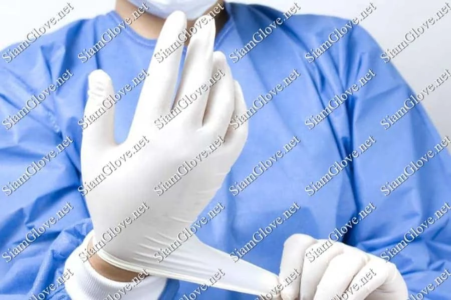 Nitrile medical gloves being worn for safety and hygiene purposes.