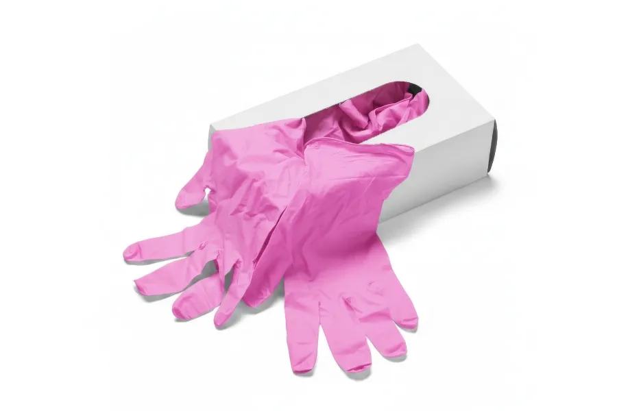 Nitrile medical gloves being worn for safety and hygiene purposes.